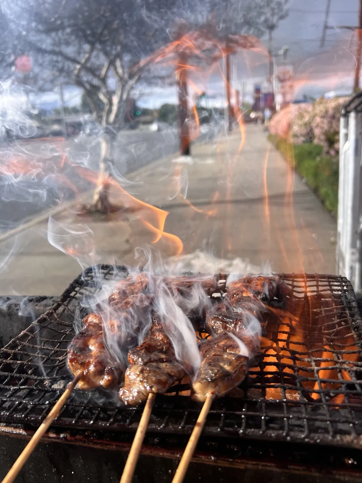 Anticuchos on the street grill